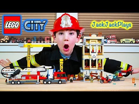Lego City Firefighter Pretend Play! Fire Trucks and Fire Brigade Sets | JackJackPlays