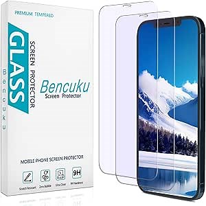 HPTech 2 Pack Screen Protector Designed for iPhone 12 / iPhone 12 Pro 6.1-inch Anti Blue Light Tempered Glass Film, Easy to Install, Bubble Free