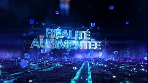 Realite Augmentee, Augmented Reality in French- businessman working with virtual reality at office.