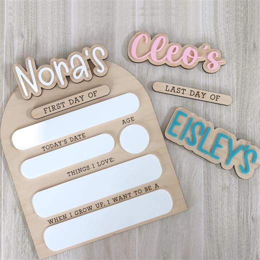 Personalized Interchangeable First & Last Day of School Sign | Custom Wood Photo Prop - Etsy