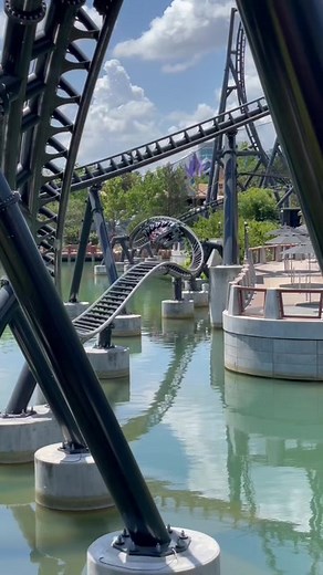 Escaping Raptors via a heart line roll on #velocicoaster #rollercoaster #thrillrides #themepark #themeparkrides #adventureplanet #youtube #heartlineroll