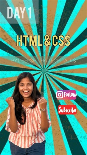 Deekshitha Polireddy on Instagram: "DAY1 CHALLENGE OF HTML AND CSS🔥 YouTube Link: https://youtu.be/pXRpEHo1kZE?si=tWnfcWW9v02dMlHO #deekshithatechtalks #html #css #java #javascript #javaprogramming #telugu #webdevelopment #websites #developer #software #infotech #interview #jobs #amazon #tcs #techmahindra #reelsinstagram #reels #accenture #capgemini #infosys #india #insta"