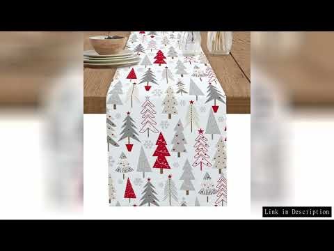 Christmas Tree Texture Red Table Runner Decoration Home Decor Dinner Table Decoration Table Decor