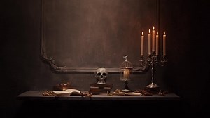 clip-1075798997-mystical-halloween-still-life-background-skull ...