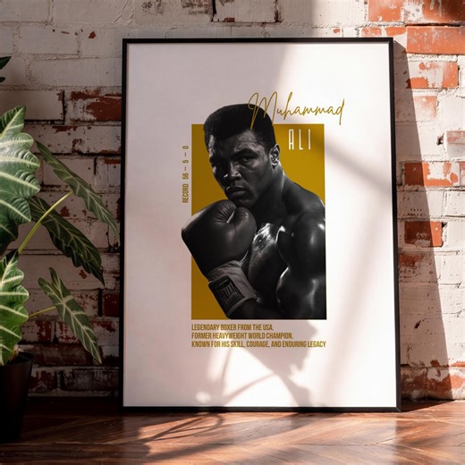 Muhammad Ali Minimalist Poster, Boxing Legend Wall Art, Modern Sports Print, Motivational Athlete Decor - Etsy