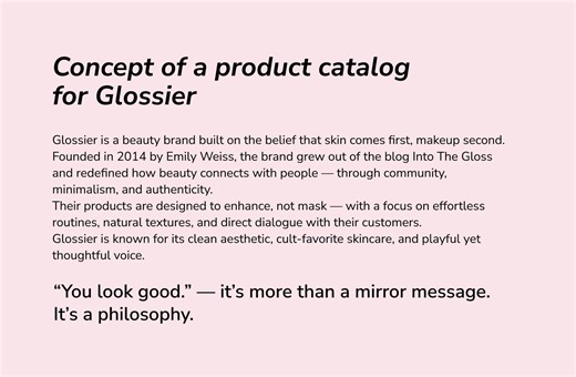 product catalog Glossier - Irina Ilina