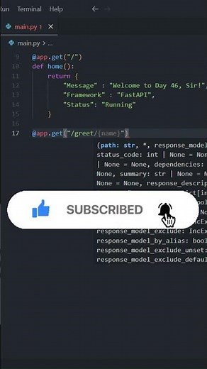 Build a Web API in 60 Seconds! ⚡ (Day 46) #shorts #python #fastapi #webdev #coding #everydaypython