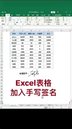 63K views · 266 reactions | # 职场#办公技巧#excel教學#excel技 Excel表格加入手写签名#签名设计 | Excel tutorial | Facebook