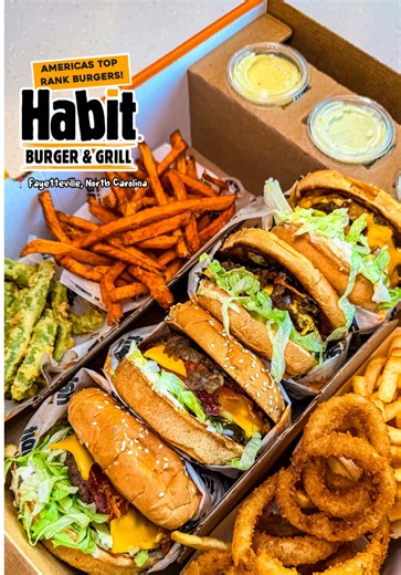 #ad These burgers were voted the NO. 1 Burger in America! Habit Burger & Grill just opened a new location in Fayetteville, NC, and we had to go test this claim out for ourselves! I’m stoked to return, letting you all know that Fayetteville has a true gem on its hands. When you are in the area, @Habit Burger & Grill is worth a visit! PROTIPS: 📱 Download the Habit mobile app and register 👍🏽 Join the Charclub for exclusive perks 🚨 Click the link in my bio and join the CharClub today to get excl