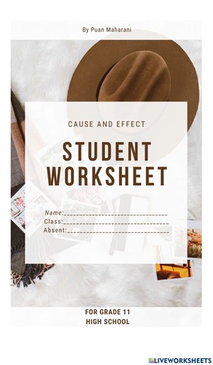 Cause and Effect worksheet for XI