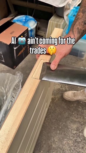 Safe in the knowledge AI 🤖 can’t do my job 🫡, how’s that fancy degree looking now ? #ai #carpenter #asmr #joiner #trades #bluecollarlife | David Finnegan