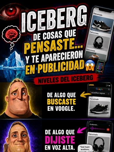 Iceberg de cosas que pensaste… y te aparecieron en publicidad 😨📱#iceberg #publicidad #misterios #teorias #historiasbizarras