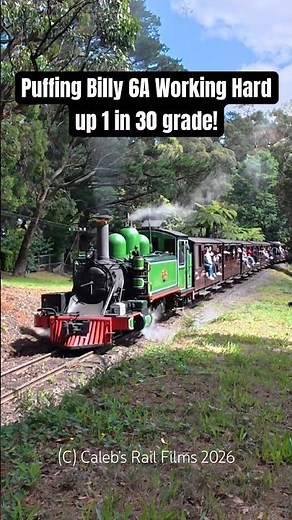 Puffing Billy’s 6A Working Hard up 1 in 30 GRADE!!! #steam #railway #train