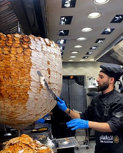 This has got to be the biggest rotating shwarma I've ever seen 😳🤩 | FOODbible