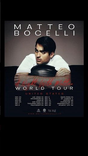 Matteo Bocelli Announces 2023 'A Night with Matteo' World Tour