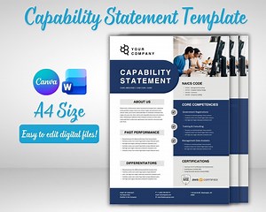 Business Capability Statement Template, Short Company Profile, Canva Corporate Flyer, Editable Marketing Brochure, Word Business Template - Etsy Canada