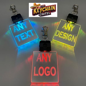 Custom LED Keychain: Personalized Logo, Rechargeable Keyring - Etsy UK