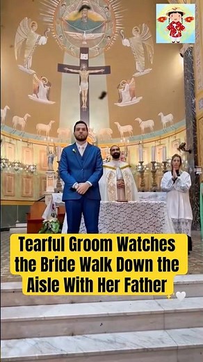 Tearful Groom Watches the Bride Walk Down the Aisle With Her Father