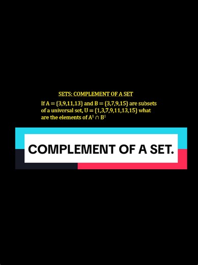 Replying to @davidemmanueladeb HERE YOU GO! COMPLEMENT OF A SET. #math #sets #stem #examprep #tutor_john7