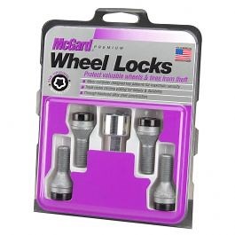 Black Bolt Style Cone Seat Wheel Lock Set (M14 x 1.25) - Set of 4 Locks and 1 Key