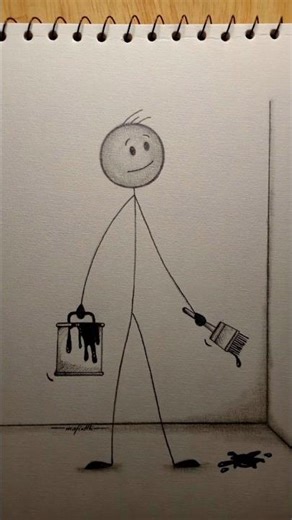 Easy and SIMPLE Stickman Drawing. #shorts #youtube #stickman