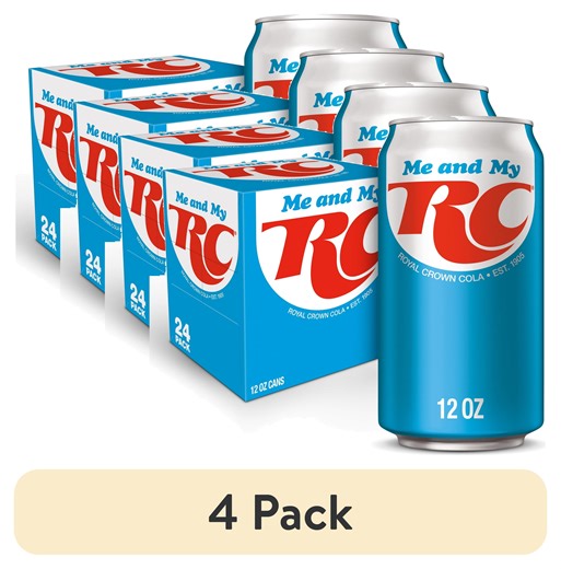 (4 pack) RC Cola Soda Pop, 12 fl oz, 24 Pack Cans