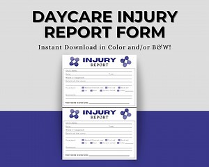 DAYCARE INJURY REPORT, Ouch Report, Incident Report Form, Home Daycare Incident Form, Childcare Incident Form, Boo Boo Report Printable Pdf - Etsy Canada