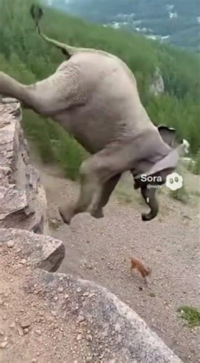 OMG 🤯🤯 Elephant fell from the cliff while rescue dear 😱😱 #shorts