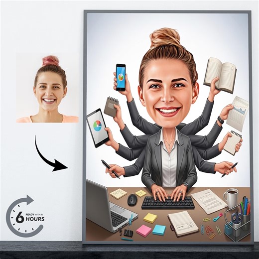 Custom Businesswoman Cartoon Personalized Office Caricature Portrait Gift - Etsy