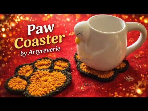 Learn how to make paw crochet coaster