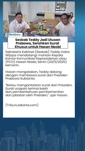 Seskab Teddy Jadi Utusan Prabowo Serahkan Surat Khusus untuk Hasan Nasbi, Ini Isinya
