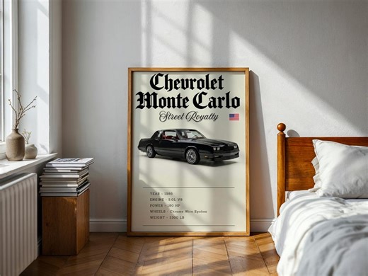 Chevy Monte Carlo Lowrider Poster, Classic G-body Wall Art, Chicano Style Print, Garage Decor for Men, Vintage Automotive Gift for Him - Etsy