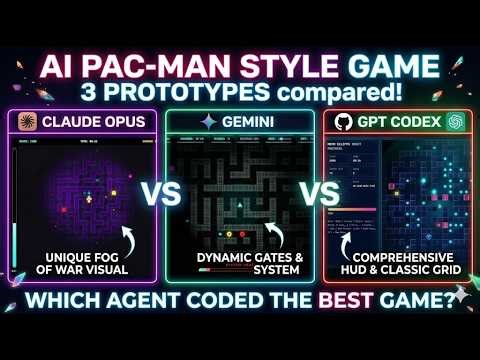 One Pac-Man-Style Idea - 3 AI Agent Builds (Codex 5.3 vs Gemini 3.1 vs Claude 4.6) | GamePrototyping