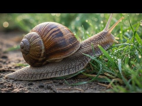 The crawling speed of three snails in the grass in the natural environment