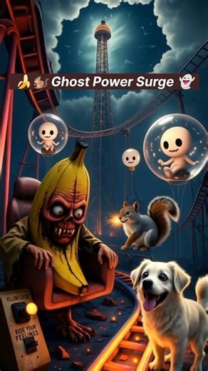 🍌🐿️ Ghost Power Surge 👻 #shorts #shortsfeed #funny #usashorts #horror