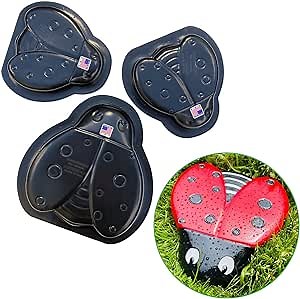 AUTUMN Ladybug Set of 3 Stepping Stone Molds, Concrete Cement Molds, DIY Walkway Stepping Stones, Ladybug Statues for Garden, Garden Decor Molds, Ladybug Stepping Stones