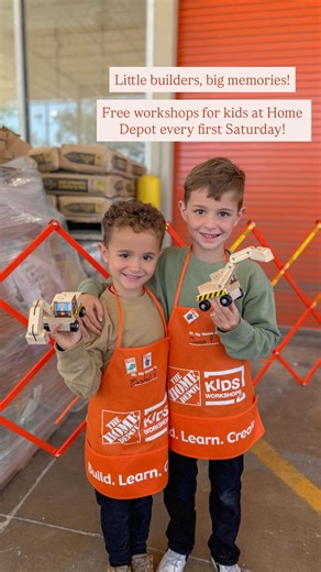 Saturday morning well spent! Did you know the first Saturday of every month, @homedepot hosts a free kids workshop? If you register ahead, your little ones get to build a fun craft, use real tools (with a little guidance), and take home their project. Such a sweet way to make memories learn new skills! | topknot_and_littletot