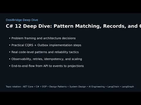 C# 12 Deep Dive: Pattern Matching, Records, and Collection Expressions | DosiBridge