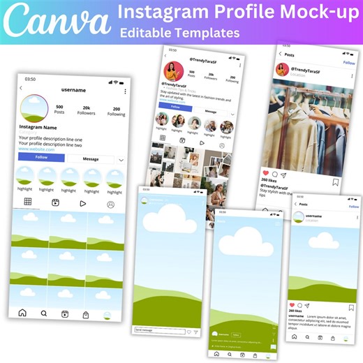 Instagram Profile Mock-up Editable Canva Templates, Social Media Instagram Mock-up for Reels & Posts, Social Media Feed Planner - Etsy