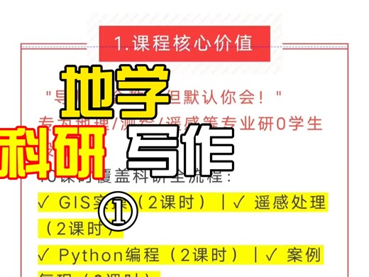 研0急救！10课时攻克GIS 遥感 编程 论文写作，8.18开课