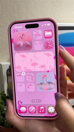 Personalizando meu iPhone com flamingos #personalizando #iphone #customization #iphone16pro