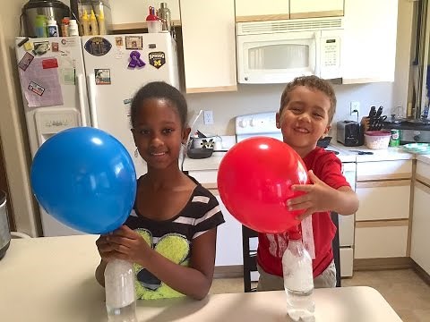 How To Blow Up A Balloon Without Using Your Mouth - Science Experiment For Kids!