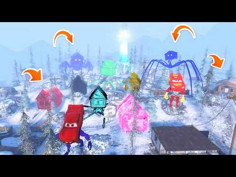 too many house (original) turn into house head monsters color vs Mc Queen Shark Monster in gmod!!?