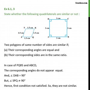 Ex 6.1, 3 - State whether quadrilaterals are similar or not