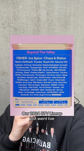 The Beyond The Valley 2024 lineup is here! ❤️‍🔥 Register for Presale → link in bio More than just a festival, BTV invites you to experience a world of creativity & community. Soundtracked by our most expansive collection of artists to date, our ninth edition is going to be something special. Last year's event SOLD OUT. Hit the group chat & sign up for presale to secure your spot.