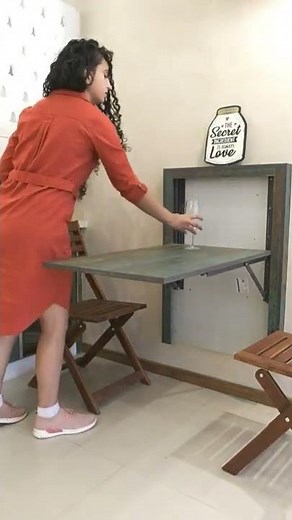Space Saving Wall Mounted Folding Dining Table | Space Saving Furniture Ideas #shorts