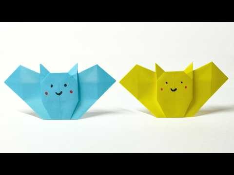 【折り紙】簡単！ハロウィンのコウモリの折り方 飾り付け・ハロウィーン・子供向け (Origami Bat)