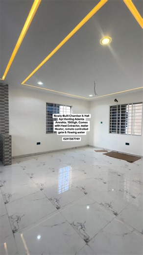 Newly-Built Chamber & Hall Apt Renting Adenta Amrahia. 1500gh. Comes with Heat Extractor, water Heater, remote controlled gate & flowing water #newlybuiltchamberandhalls #buenasoaproperties #adentarooms #buenasoaproperties #fypシ゚viral