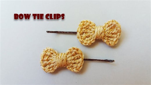 Bow Tie Hair Clips Crochet Tutorial | Easy Crochet Hair Clips