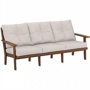 POLYWOOD Lakeside Teak / Dune Burlap Deep Seating Sofa